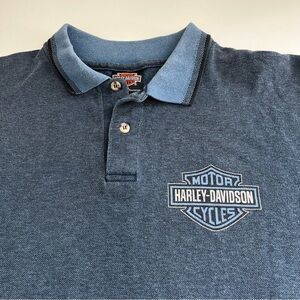 Harley Davidson Motorcycle Men’s Blue Short‎ Sleeve Polo XXL Sacramento